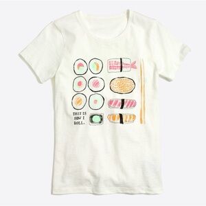 J.Crew Factory Light Cream White Sushi Collector Tee T-Shirt Cotton Top XXS
